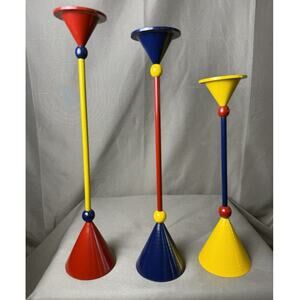 Vintage SET OF 3 POSTMODERN ITALIAN MEMPHIS SOTTSASS AGE CANDLESTICKS 1980’s